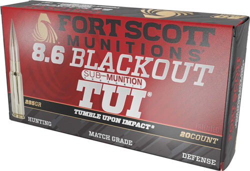 Fort Scott Munitions Tumble Upon Impact (TUI) Solid Copper Spun 285 Grain 8.6mm Blackout 1050 fps