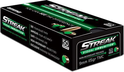 Ammo Inc Streak Visual (GREEN) 9mm Luger / Parabellum 115 grain Total Metal Case ammunition