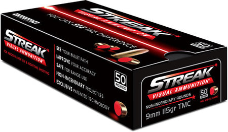Streak Streak Visual (RED) Tracer Total Metal Case 115 Grain 9mm Luger/Parabellum 1124 fps
