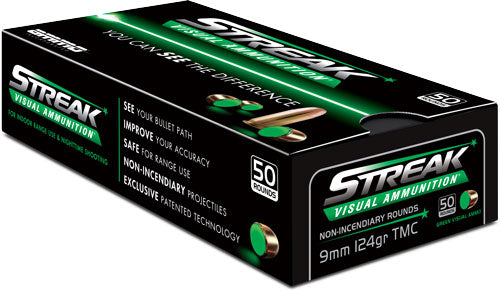 Ammo Inc Streak Visual (GREEN) Total Metal Case 124 Grain 9mm Luger/Parabellum 1065 fps