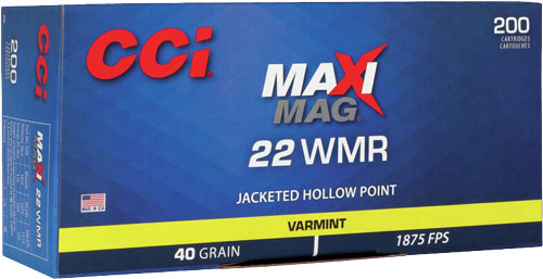 CCI Maxi-Mag Varmint Jacketed Hollow Point 40 Grain .22 WMR 1875 fps