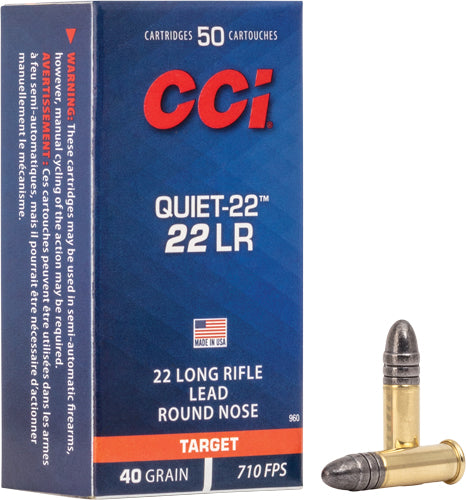 CCI Hunting Quiet-22 Lead Round Nose 40 Grain .22 Long Rifle 710 fps