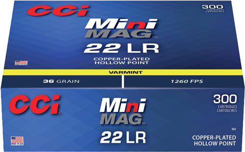 CCI Mini-Mag Varmint Jacketed Hollow Point 36 Grain .22 Long Rifle 1260 fps