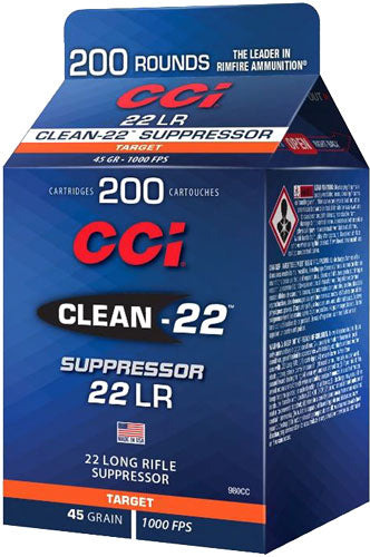 CCI Clean-22 Suppressor Lead Round Nose 45 Grain .22 Long Rifle 1000 fps
