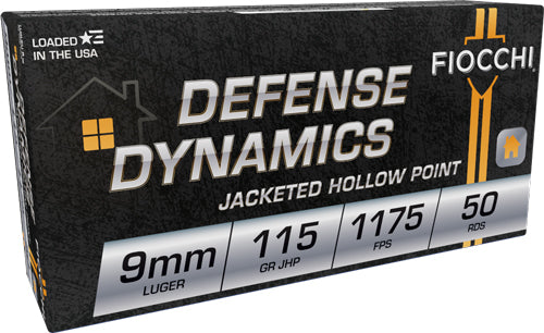Fiocchi Defense Dynamics Jacketed Hollow Point 115 Grain 9mm Luger/Parabellum 1175 fps