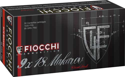 Fiocchi Heritage 9mm Makarov 95 grain Full Metal Jacket ammunition