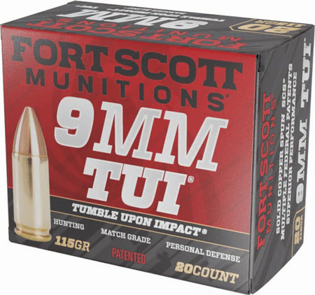 Fort Scott Munitions Tumble Upon Impact (TUI) Solid Copper Spun 115 Grain 9mm Luger/Parabellum 1140 fps