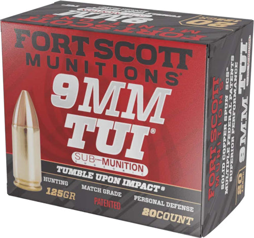 Fort Scott Munitions Tumble Upon Impact (TUI) Solid Copper Spun 125 Grain 9mm Luger/Parabellum 950 fps