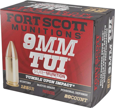 Fort Scott Munitions Tumble Upon Impact (TUI) Solid Copper Spun 125 Grain 9mm Luger/Parabellum 950 fps