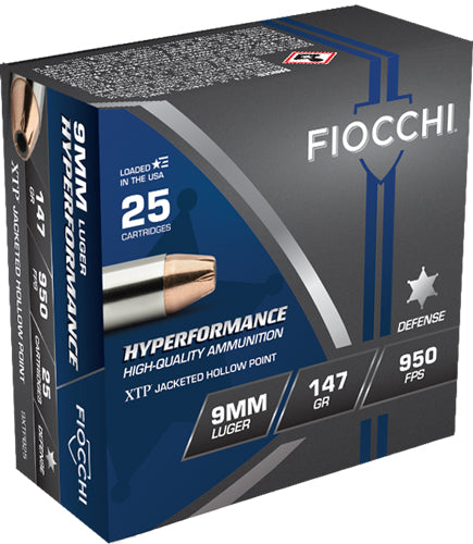 Fiocchi Hyperformance Defense XTP Jacketed Hollow Point 147 Grain 9mm Luger/Parabellum