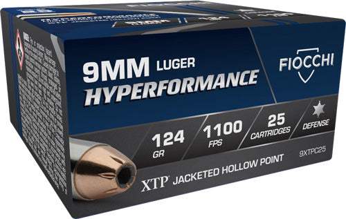 Fiocchi Hyperformance Hornady XTP Hollow Point 124 Grain 9mm Luger/Parabellum 1100 fps