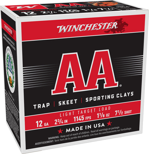 Winchester AA127   12 Gauge  1-1/8oz #7.5 1145 FPS.