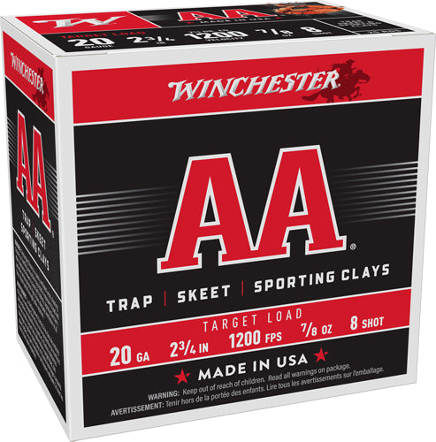 Winchester AA Target Loads Shotshells - 20 Gauge (20 Gauge) - 7/8 oz. - 8 Shot - 250