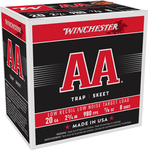 Winchester AA Target Low Recoil Shotgun Ammo 20 Gauge 2.75 in 7/8 oz #8