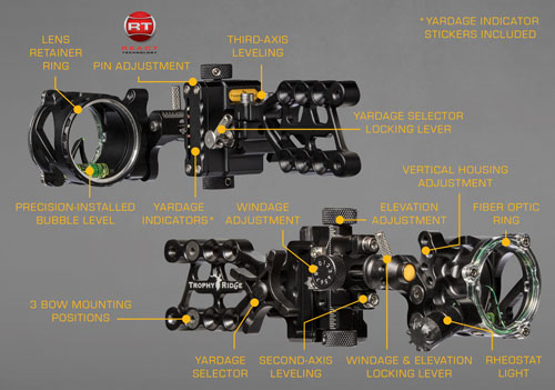 Trophy Ridge React Alpha 1 Pin .019 RH Fiber Optic Bow Sight Matte Black