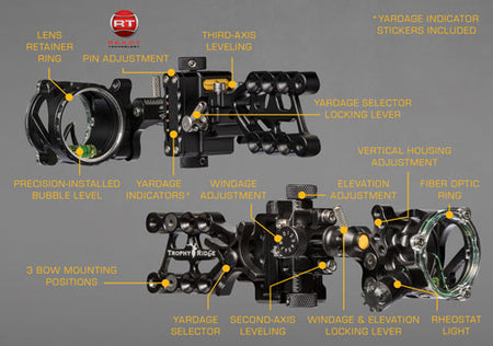 Trophy Ridge React Alpha 1 Pin .019 RH Fiber Optic Bow Sight Matte Black