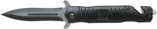 ABKT Stiletto Black Oxide 3.5" Assisted Opening Knife with Glass Breaker
