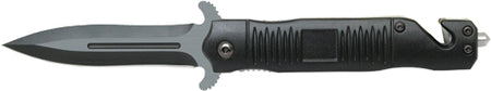 ABKT Stiletto Black Oxide 3.5" Assisted Opening Knife with Glass Breaker