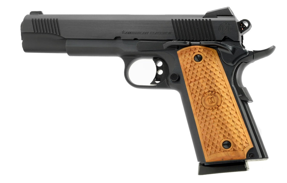 TriStar 85614 American Classic II 1911 9mm Luger 9+1, 5" Stainless Steel Barrel, Blued Serrated Steel Slide, Blued Steel Frame w/Beavertail, Wood Grip