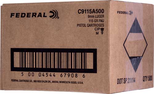 Federal Champion Bulk Training Pistol Ammo 9mm 115 gr. FMJ