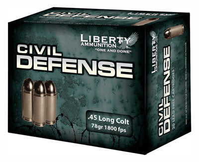 Liberty Ammunition Civil Defense Protection Lead Free Fragmenting Hollow Point 78 Grain .45 Long Colt 1800 fps