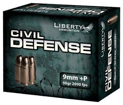 Liberty Ammunition Civil Defense Protection Lead Free Fragmenting Hollow Point 50 Grain 9mm Luger/Parabellum 2000 fps