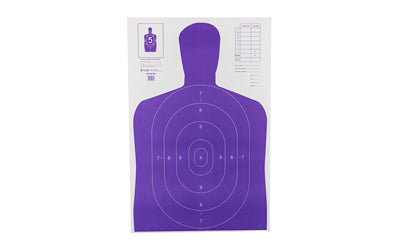 Action Target B-27E Fluorescent Purple High Visibility Silhouette Target, Cut Below Ring 7, 23"x35", 100-Pack