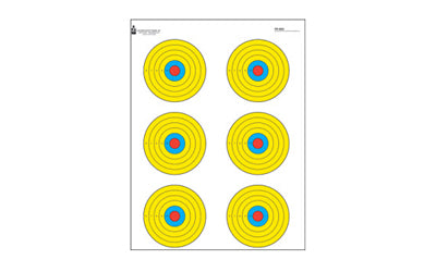 Action Target High Visibility PR-BE6 Six Bull's-Eye Paper Target, Fluorescent Yellow, 17.5"x23", Box of 100