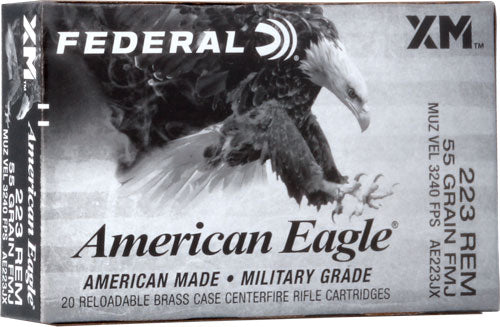 Federal American Eagle XM Military Grade .223 Remington 55 grain Full Metal Jacket Boat Tail ammunition