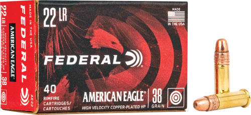 American Eagle Copper Plated/HV Copper Plated Hollow Point 38 Grain .22 Long Rifle 1260 fps