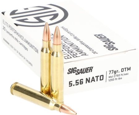 Sig Sauer Marksman 5.56x45mm NATO 77 grain Open Tip Match ammunition