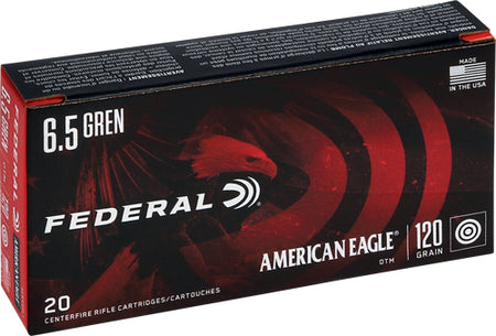 Federal American Eagle Open Tip Match 6.5mm Grendel 123 grain Jacketed Hollow Point ammunition