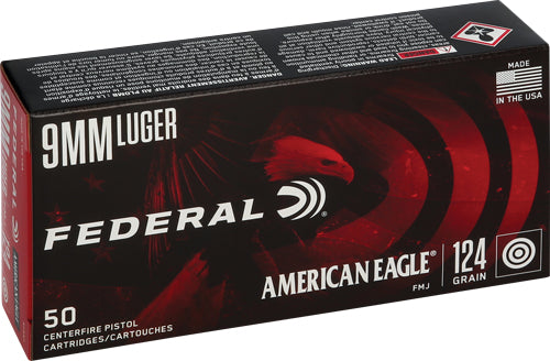 American Eagle  Full Metal Jacket 124 Grain 9mm Luger/Parabellum 1150 fps
