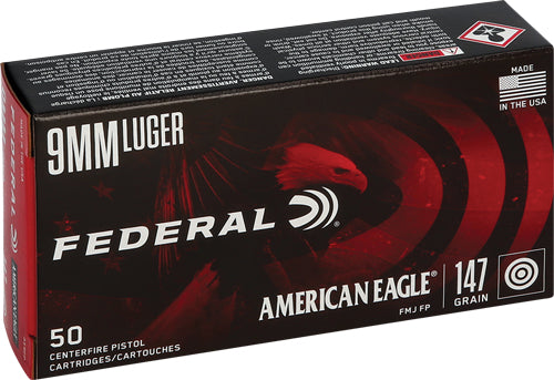 American Eagle Subsonic Full Metal Jacket Flat Point 147 Grain 9mm Luger/Parabellum 1000 fps