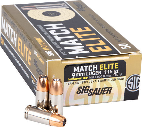 Sig Sauer Match Elite Competition V-Crown 9mm Luger / Parabellum 115 grain Jacketed Hollow Point ammunition