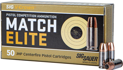 Sig Sauer Match Elite Competition V-Crown 9mm Luger / Parabellum 147 grain Jacketed Hollow Point ammunition