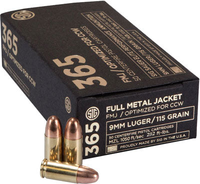 Sig Sauer Elite Performance Low RecoilBall 365 Full Metal Jacket 115 Grain 9mm Luger/Parabellum 1050 fps
