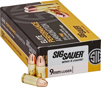 Sig Sauer Elite Performance 9mm Luger / Parabellum 124 grain Full Metal Jacket ammunition