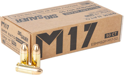 Sig Sauer Military Grade M17 V-Crown + P 9mm Luger / Parabellum 124 grain Full Metal Jacket ammunition