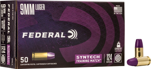 Federal Syntech LEAD-FREE Training Match Total Syntech Jacket Flat Nose 124 Grain 9mm Luger/Parabellum 1150 fps