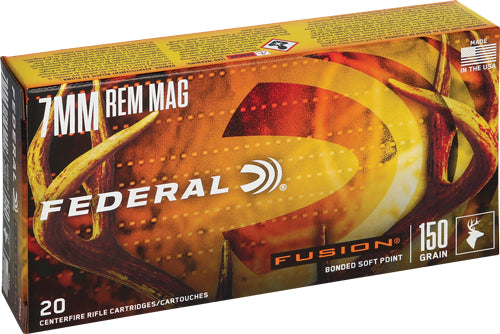 Federal Boat Tail Fusion Soft Point 150 Grain 7mm Remington Mag 3050 fps