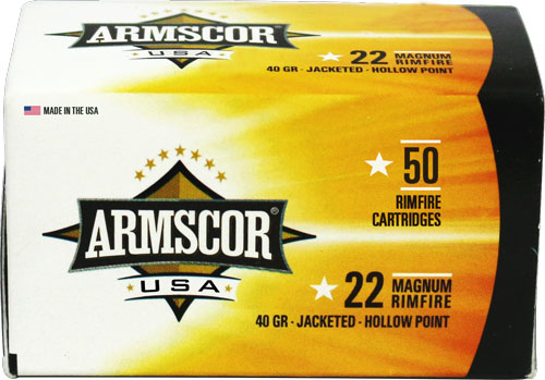 Armscor Rimfire Ammo 22 WMR 40 gr. JHP 50 rd.