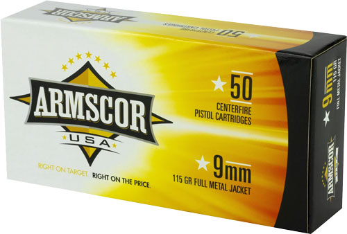 Armscor Competition Full Metal Jacket 115 Grain 9mm Luger/Parabellum 1097 fps