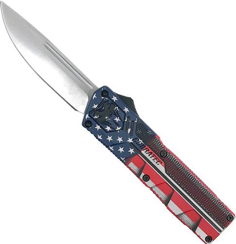 CobraTec OTF Lightweight American Flag Handle 3.25" Drop Point Knife