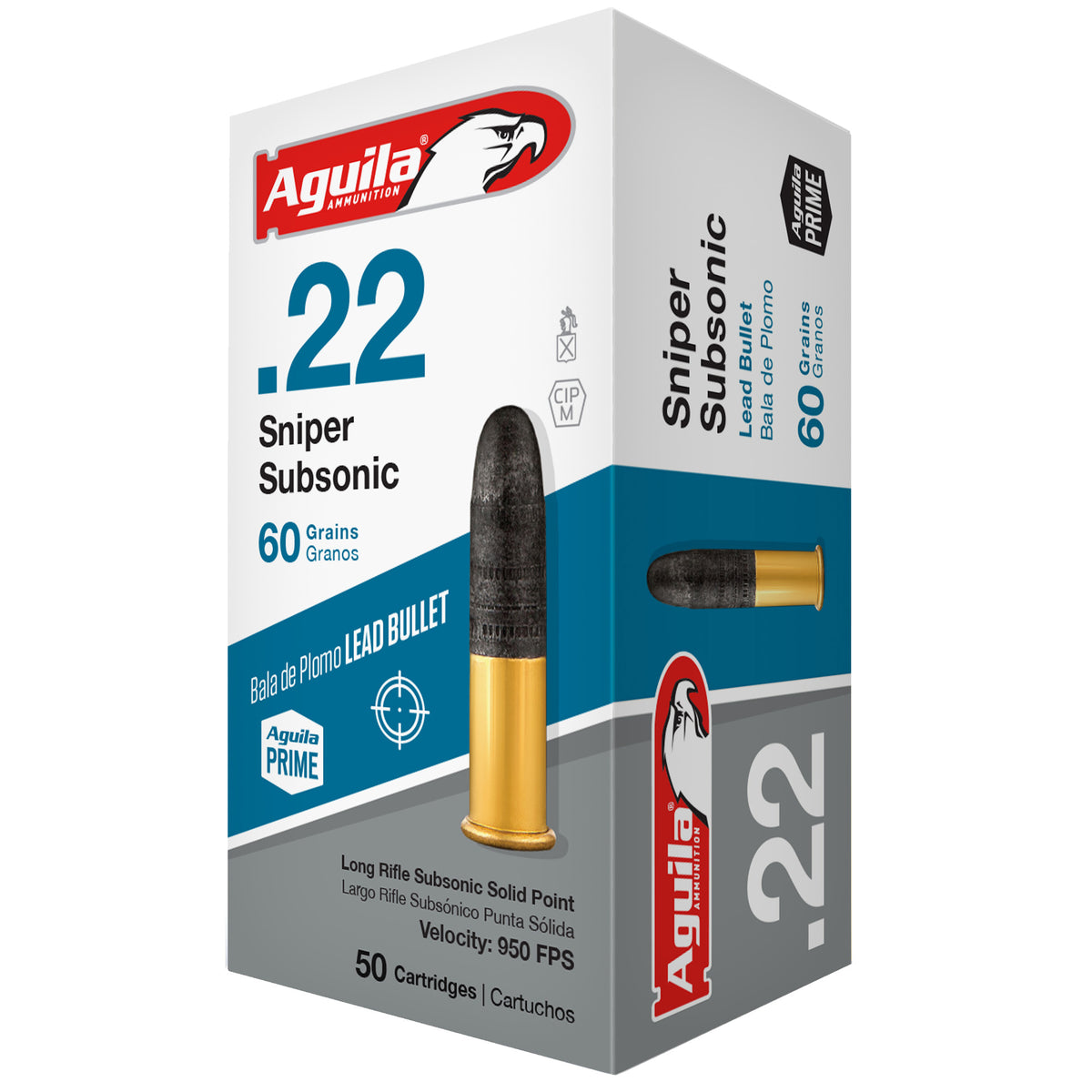 Aguila Sniper Subsonic .22 Long Rifle 60 grain Lead Solid Point ammunition