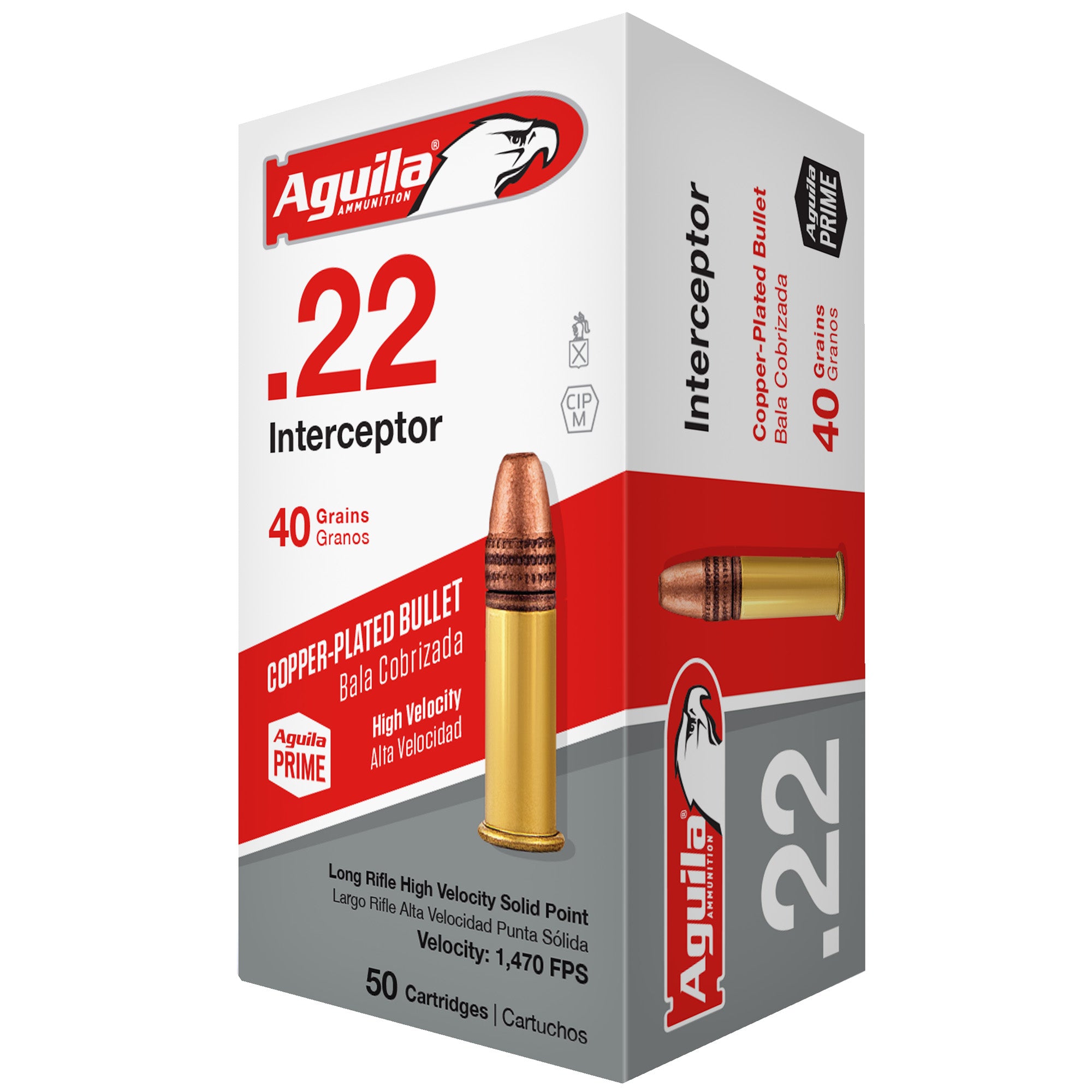 Aguila Interceptor Copper Plated Solid Point 40 Grain .22 Long Rifle 1470 FPS.