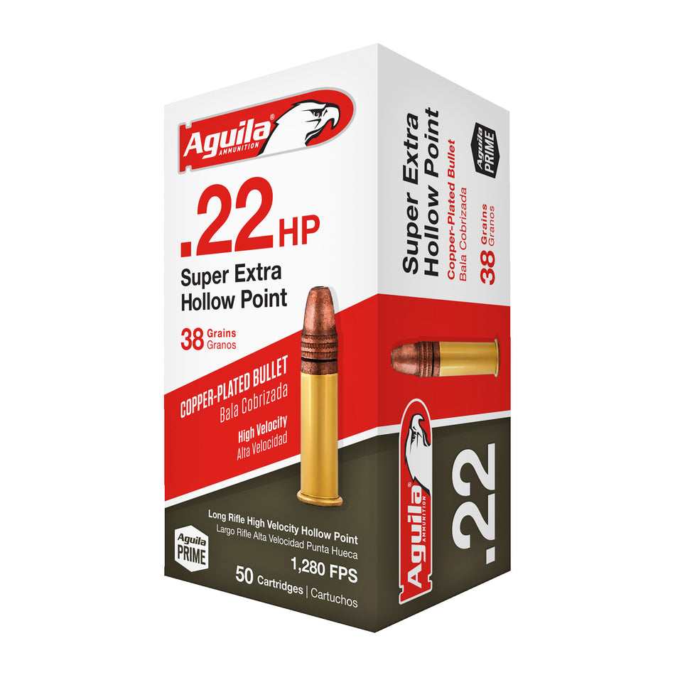 Aguila Super Extra High Velocity LEAD HOLLOW POINT 38 Grain .22 Long Rifle 1280 FPS.