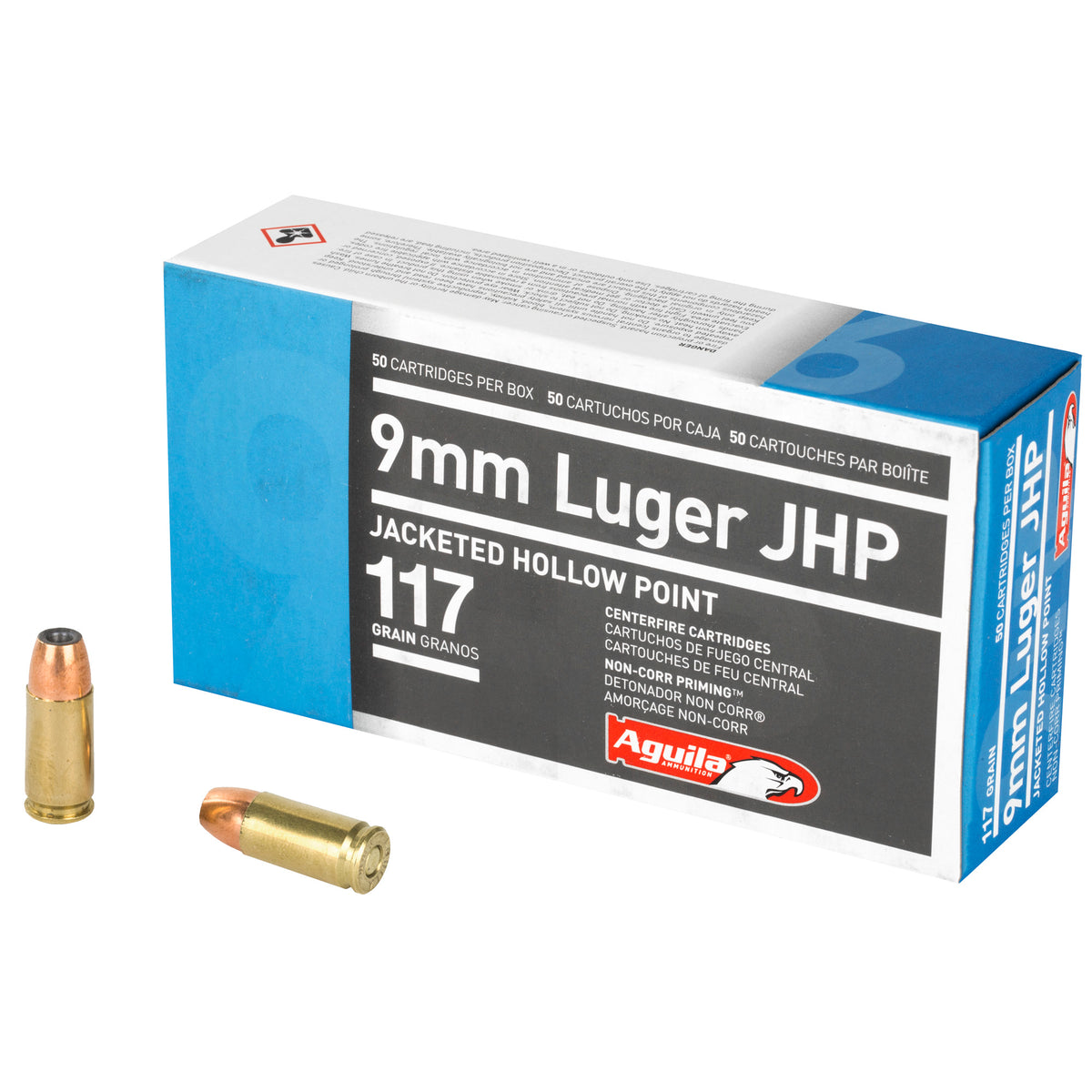 Aguila Pistol 9mm Luger / Parabellum 117 grain Jacketed Hollow Point ammunition