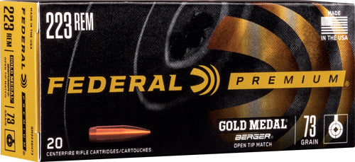 Federal Premium Gold Medal Berger Open Tip Match 73 Grain .223 Remington 2800 fps