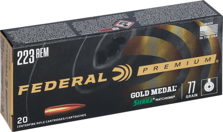 Federal Premium Gold Medal Sierra MatchKing Boat Tail Hollow Point 77 Grain .223 Remington 2720 fps